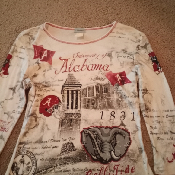 P. Michael Tops - P. Michael University of Alabama Shirt w/3/4 Sleeves Small